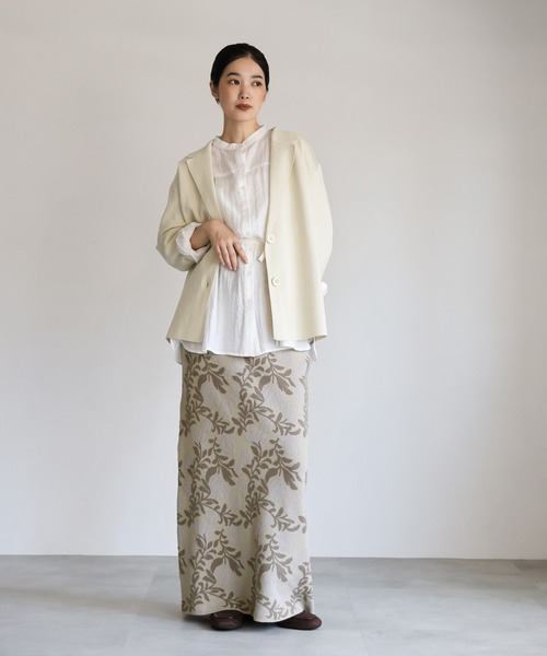 select MOCA Et(セレクトモカエト)の「【Et】Leaf-pattern Knit Skirt(スカート・レディース・アイボリー/ブラウン・FREE)」の10枚目の写真