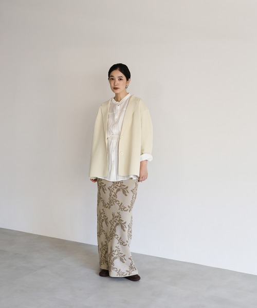 select MOCA Et(セレクトモカエト)の「【Et】Leaf-pattern Knit Skirt(スカート・レディース・アイボリー/ブラウン・FREE)」の13枚目の写真