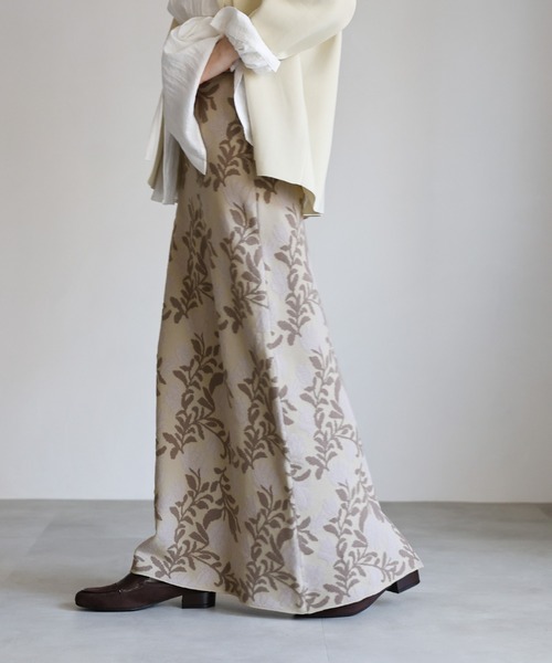 select MOCA Et(セレクトモカエト)の「【Et】Leaf-pattern Knit Skirt(スカート・レディース・アイボリー/ブラウン・FREE)」の19枚目の写真