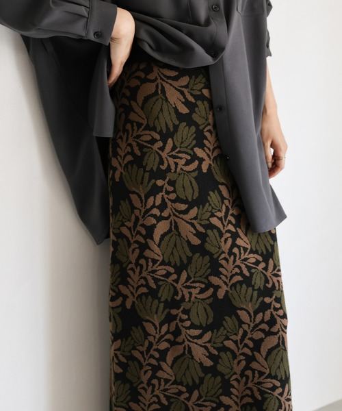 select MOCA Et(セレクトモカエト)の「【Et】Leaf-pattern Knit Skirt(スカート・レディース・アイボリー/ブラウン・FREE)」の11枚目の写真