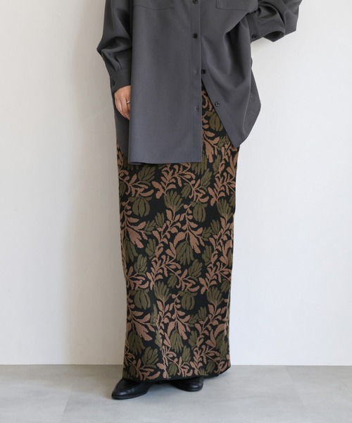 select MOCA Et(セレクトモカエト)の「【Et】Leaf-pattern Knit Skirt(スカート・レディース・アイボリー/ブラウン・FREE)」の12枚目の写真