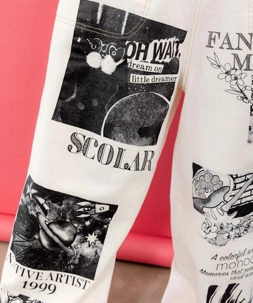 ScoLar（スカラー）の「ScoLar/スカラー　アート柄 デニムパンツ（デニムパンツ・レディース・ホワイト・FREE）」の6枚目の写真