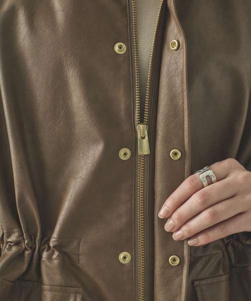 Curensology（カレンソロジー）の「Curensology(カレンソロジー)/ヴィンテージフェイクレザーコート（ブルゾン・レディース・ブラウン/ブラック/キャメル・FREE）」の12枚目の写真