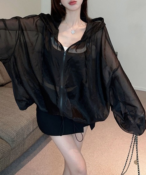 GLAMOROUS JANE(グラマラスジェーン)の「ボリューム袖シアーパーカー(その他アウター・レディース・ベージュ/ホワイト/ブラック・FREE)」の9枚目の写真