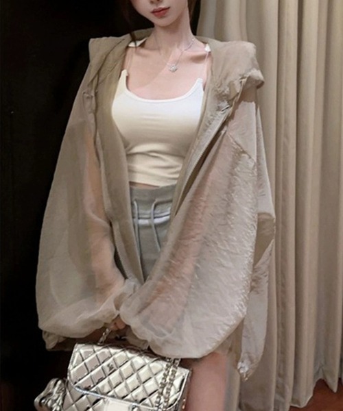 GLAMOROUS JANE(グラマラスジェーン)の「ボリューム袖シアーパーカー(その他アウター・レディース・ベージュ/ホワイト/ブラック・FREE)」の7枚目の写真