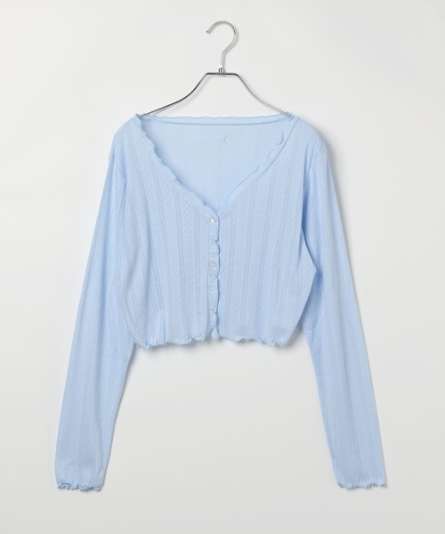 repipi armario(レピピ アルマリオ)の「【girly line】パターンメッシュカーディガン(カーディガン/ボレロ・キッズ・ホワイト/サックスブルー/ブラック・MEDIUM/LARGE/SMALL)」の3枚目の写真