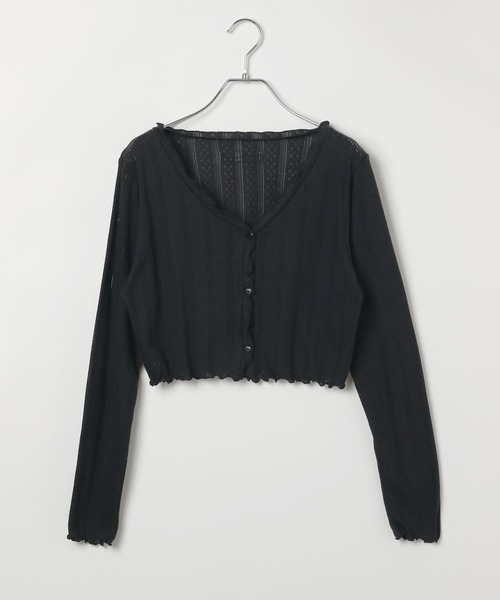 repipi armario(レピピ アルマリオ)の「【girly line】パターンメッシュカーディガン(カーディガン/ボレロ・キッズ・ホワイト/サックスブルー/ブラック・MEDIUM/LARGE/SMALL)」の2枚目の写真