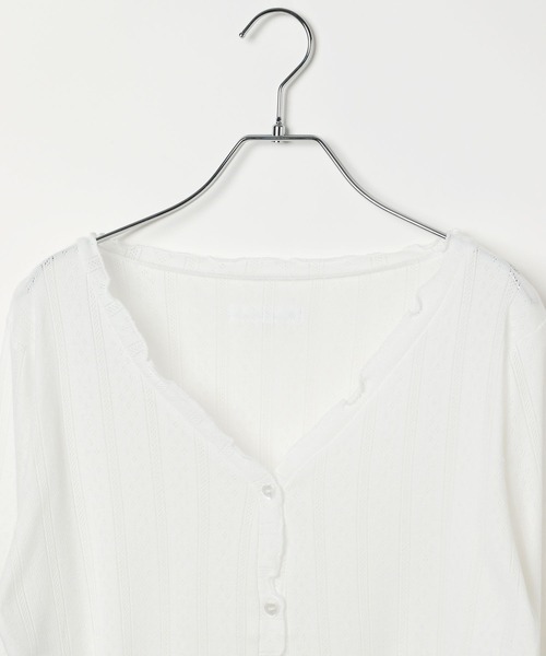 repipi armario(レピピ アルマリオ)の「【girly line】パターンメッシュカーディガン(カーディガン/ボレロ・キッズ・ホワイト/サックスブルー/ブラック・MEDIUM/LARGE/SMALL)」の12枚目の写真