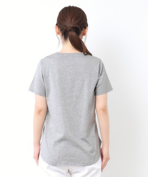 LAURA ASHLEY（ローラアシュレイ）の「【接触冷感/UVカット／コットン100％】ストウ柄 Tシャツ（Tシャツ/カットソー・レディース・ブラック/ライトグレー/オフホワイト・40/38）」の7枚目の写真