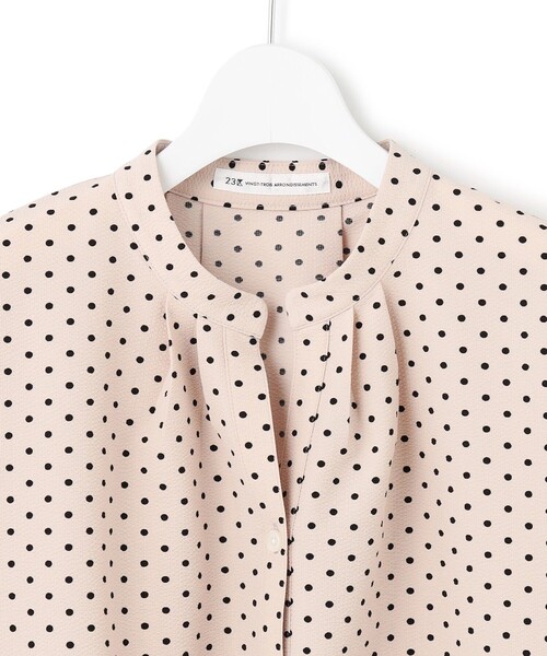 WEB&一部店舗限定/洗える】ドットプリント サッカー ブラウス（シャツ