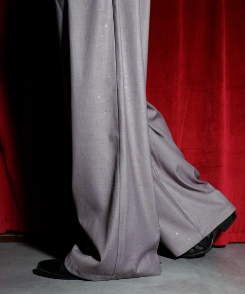 wide baggy rhinestone slacks / ワイドバギーラインストーン
