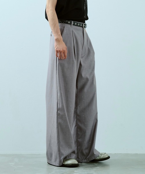 CAMPHOR WOOD(カンファーウッド)の「wide baggy rhinestone slacks / ワイドバギーラインストーンスラックス(スラックス・メンズ・グレー/ブラック/ライトグレー・SMALL/MEDIUM/LARGE)」の22枚目の写真