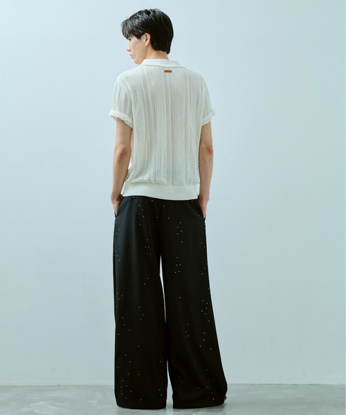 wide baggy rhinestone slacks / ワイドバギーラインストーン