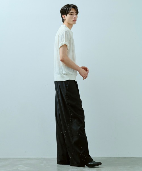 CAMPHOR WOOD(カンファーウッド)の「wide baggy rhinestone slacks / ワイドバギーラインストーンスラックス(スラックス・メンズ・グレー/ブラック/ライトグレー・SMALL/MEDIUM/LARGE)」の8枚目の写真