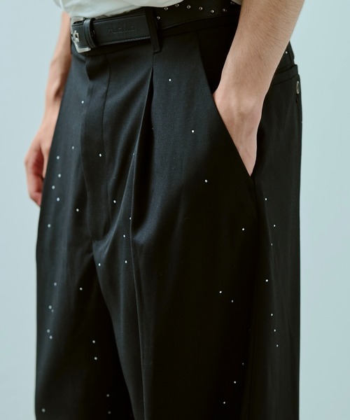 CAMPHOR WOOD(カンファーウッド)の「wide baggy rhinestone slacks / ワイドバギーラインストーンスラックス(スラックス・メンズ・グレー/ブラック/ライトグレー・SMALL/MEDIUM/LARGE)」の13枚目の写真