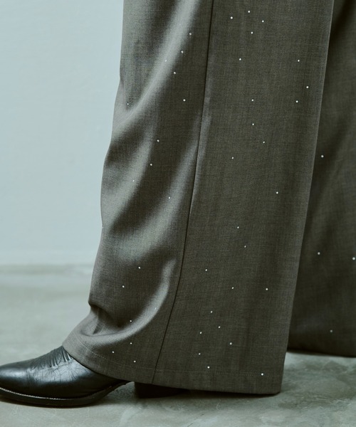 wide baggy rhinestone slacks / ワイドバギーラインストーン