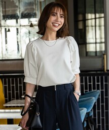 シャイニーラメパフスリーブ カットソー