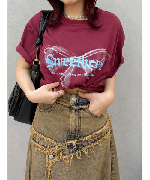 EVRIS（エヴリス）の「フロントリボングラフィックBIG Tシャツ（Tシャツ/カットソー・レディース・ホワイト/レッド/ブラック・FREE）」の3枚目の写真