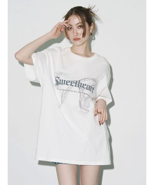 EVRIS（エヴリス）の「フロントリボングラフィックBIG Tシャツ（Tシャツ/カットソー・レディース・ホワイト/レッド/ブラック・FREE）」の5枚目の写真