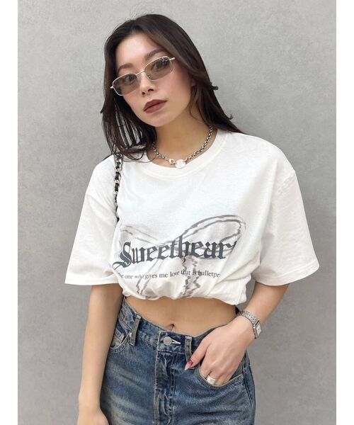 EVRIS（エヴリス）の「フロントリボングラフィックBIG Tシャツ（Tシャツ/カットソー・レディース・ホワイト/レッド/ブラック・FREE）」の10枚目の写真