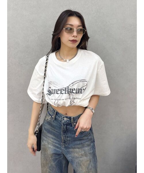 EVRIS（エヴリス）の「フロントリボングラフィックBIG Tシャツ（Tシャツ/カットソー・レディース・ホワイト/レッド/ブラック・FREE）」の11枚目の写真