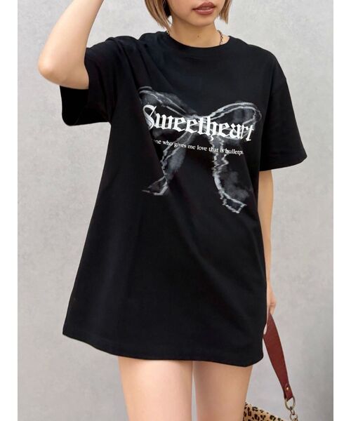 EVRIS（エヴリス）の「フロントリボングラフィックBIG Tシャツ（Tシャツ/カットソー・レディース・ホワイト/レッド/ブラック・FREE）」の14枚目の写真