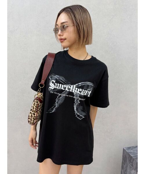 EVRIS（エヴリス）の「フロントリボングラフィックBIG Tシャツ（Tシャツ/カットソー・レディース・ホワイト/レッド/ブラック・FREE）」の15枚目の写真
