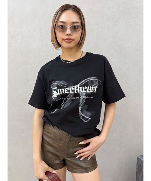 EVRIS（エヴリス）の「フロントリボングラフィックBIG Tシャツ（Tシャツ/カットソー・レディース・ホワイト/レッド/ブラック・FREE）」の19枚目の写真