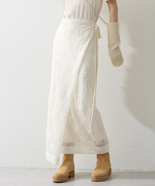 Whim Gazette（ウィムガゼット）の「ジャガードラップスカート（スカート・レディース・ブラック/オフホワイト・FREE）」の6枚目の写真