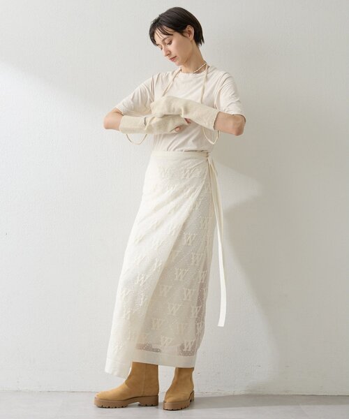 Whim Gazette（ウィムガゼット）の「ジャガードラップスカート（スカート・レディース・ブラック/オフホワイト・FREE）」の5枚目の写真