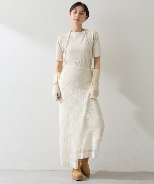 Whim Gazette（ウィムガゼット）の「ジャガードラップスカート（スカート・レディース・ブラック/オフホワイト・FREE）」の4枚目の写真