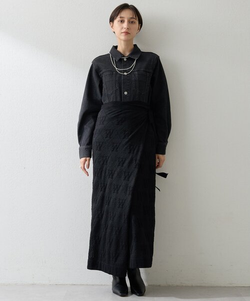 Whim Gazette（ウィムガゼット）の「ジャガードラップスカート（スカート・レディース・ブラック/オフホワイト・FREE）」の18枚目の写真