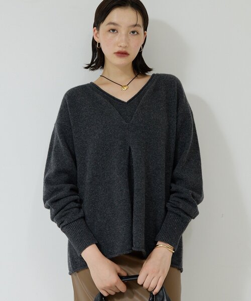 ウールカシミヤタックVプルオーバー（ニット/セーター