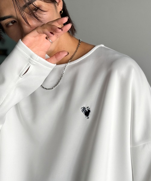 Classical Origin(クラシカルオリジン)の「「大人スイッチON!」ダンボール素材サムホール付きドルマンTシャツ/Double-Knit Fabric Thumb Hole Dolman T-Shirt(Tシャツ/カットソー・メンズ・ブラック/ホワイト/ネイビー・SMALL/MEDIUM/LARGE)」の2枚目の写真