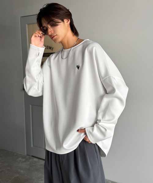 Classical Origin(クラシカルオリジン)の「「大人スイッチON!」ダンボール素材サムホール付きドルマンTシャツ/Double-Knit Fabric Thumb Hole Dolman T-Shirt(Tシャツ/カットソー・メンズ・ブラック/ホワイト/ネイビー・SMALL/MEDIUM/LARGE)」の9枚目の写真