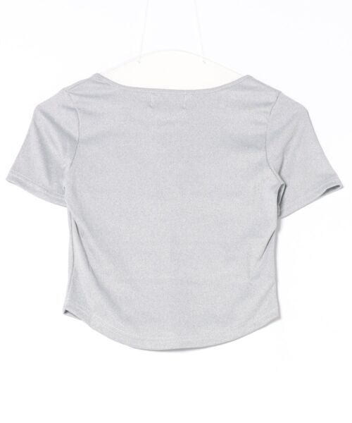 THE HITSS(ヒッツ)の「スナップボタン ヘンリーネック ラウンドヘム クロップド丈 Tシャツ 半袖(Tシャツ/カットソー・レディース・グレー/ブラック・FREE)」の13枚目の写真