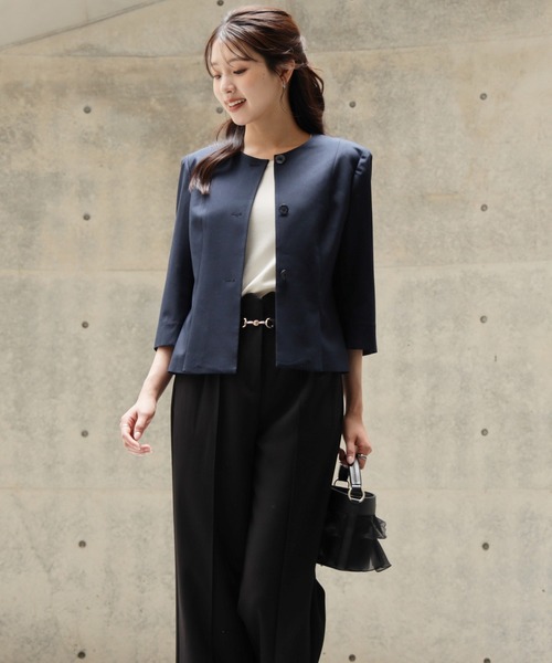 DRESS PLUS(ドレスプラス)の「スリット入りノーカラージャケット(ノーカラージャケット・レディース・ネイビー/ミント/ホワイト・M/L/XL)」の14枚目の写真