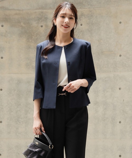 DRESS PLUS(ドレスプラス)の「スリット入りノーカラージャケット(ノーカラージャケット・レディース・ネイビー/ミント/ホワイト・M/L/XL)」の21枚目の写真