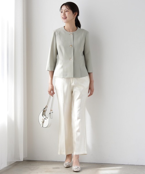 DRESS PLUS(ドレスプラス)の「スリット入りノーカラージャケット(ノーカラージャケット・レディース・ネイビー/ミント/ホワイト・M/L/XL)」の8枚目の写真