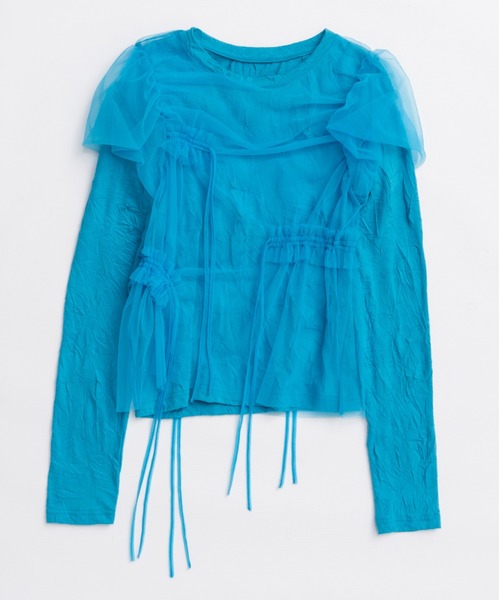 Shirring Mini Puff Sleeve Tops/シャーリングミニパフスリーブ