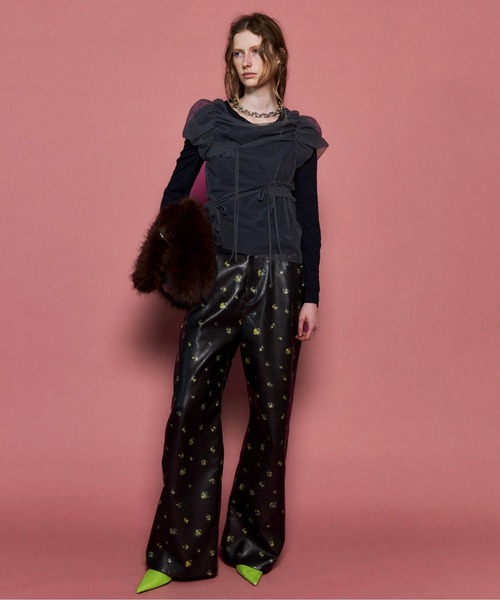 Shirring Mini Puff Sleeve Tops/シャーリングミニパフスリーブ