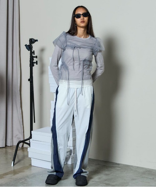 Shirring Mini Puff Sleeve Tops/シャーリングミニパフスリーブ