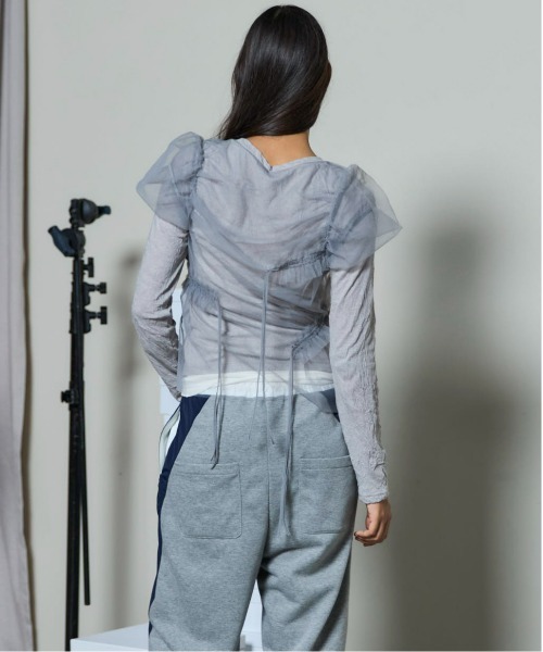 Shirring Mini Puff Sleeve Tops/シャーリングミニパフスリーブトップス