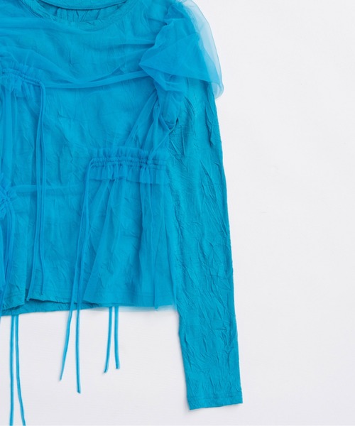 MAISON SPECIAL(メゾンスペシャル)の「Shirring Mini Puff Sleeve Tops/シャーリングミニパフスリーブトップス(Tシャツ/カットソー・レディース・ブラック/グレー/ブルー・FREE)」の14枚目の写真