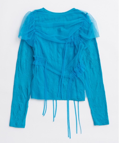 MAISON SPECIAL(メゾンスペシャル)の「Shirring Mini Puff Sleeve Tops/シャーリングミニパフスリーブトップス(Tシャツ/カットソー・レディース・ブラック/グレー/ブルー・FREE)」の15枚目の写真