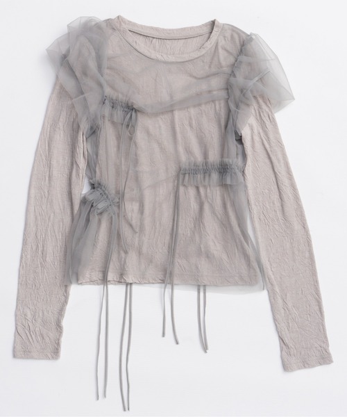 Shirring Mini Puff Sleeve Tops/シャーリングミニパフスリーブトップス