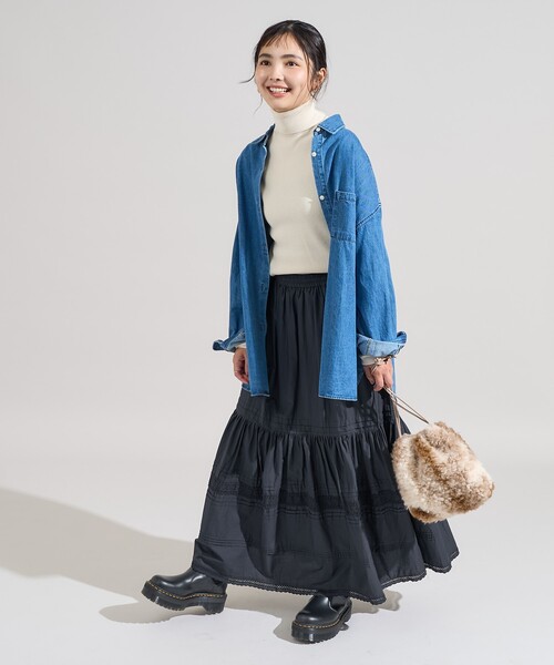 FREAK'S STORE(フリークスストア)の「インド ティアード タックスカート/コットンロングスカート(スカート・レディース・オフホワイト/ブラック・フリ-)」の14枚目の写真