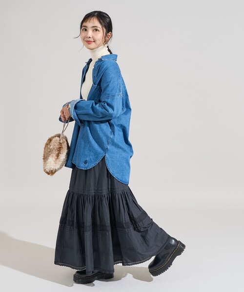 セール】インド ティアード タックスカート/コットンロングスカート