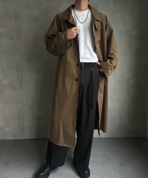 CREARE -LINO-（クレアーレリノ）の「カットオフ ステンカラーコート（ステンカラーコート・メンズ・ブラウン/ブラック/カーキ・M/L/XL）」の2枚目の写真