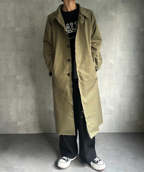 CREARE -LINO-（クレアーレリノ）の「カットオフ ステンカラーコート（ステンカラーコート・メンズ・ブラウン/ブラック/カーキ・M/L/XL）」の8枚目の写真